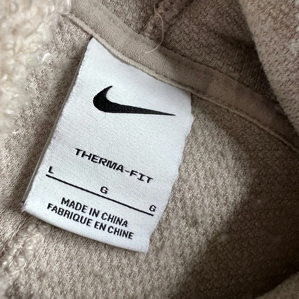 Nike‎ Therma-FIT Sherpa Fleece Hoodie Womens Large Cream DD6470-206 Pullover